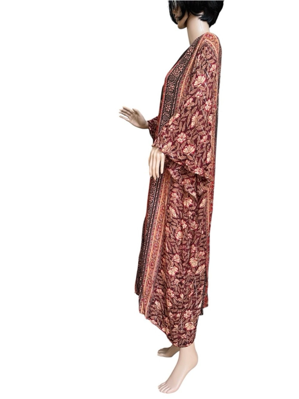 Zara Boho Floral & Striped Maxi Kaftan Long Dress, M - Picture 9 of 15